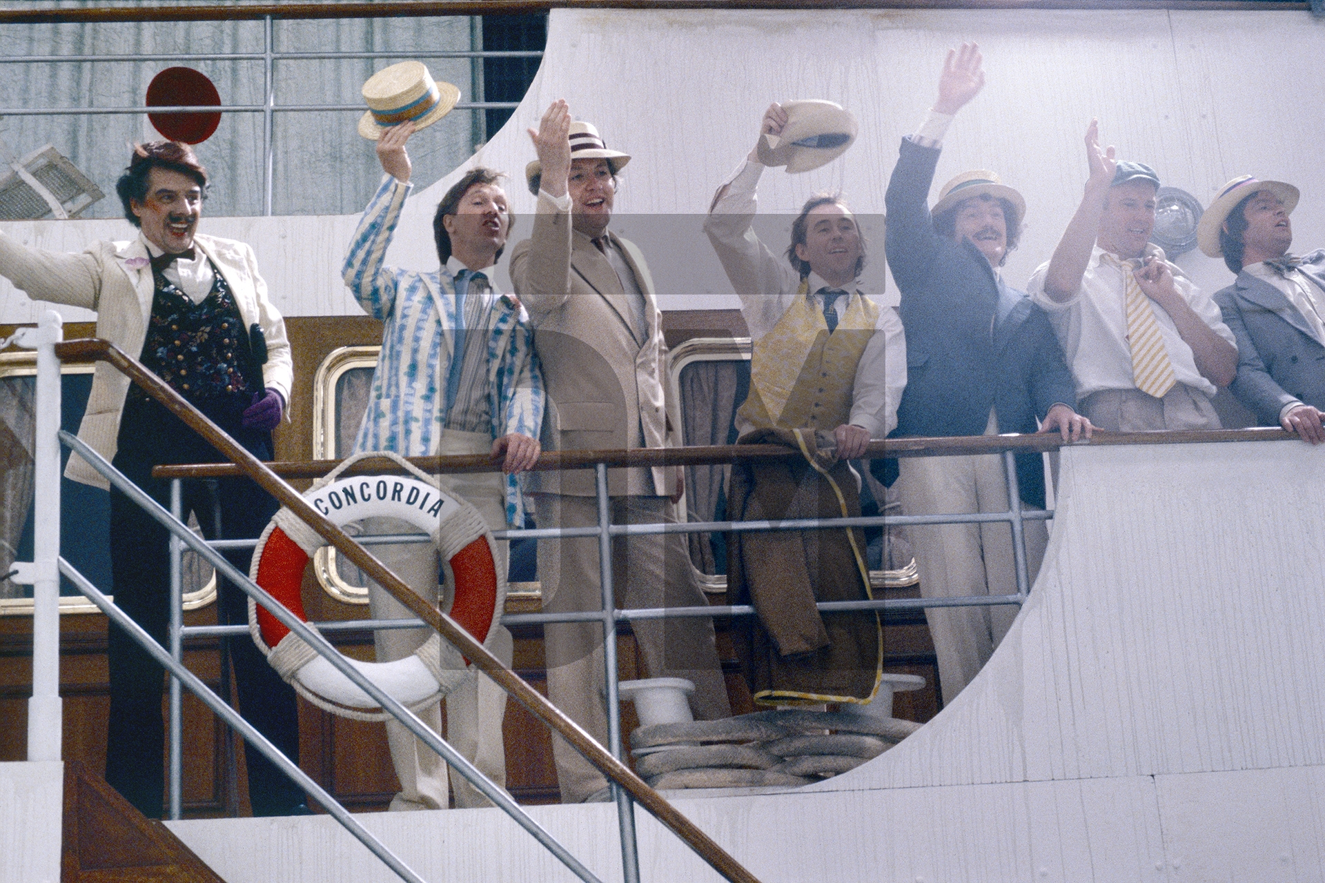 Lively revellers on the boat to Venice. Elstree Studios, 14 June 1981 by Daniel Meadows