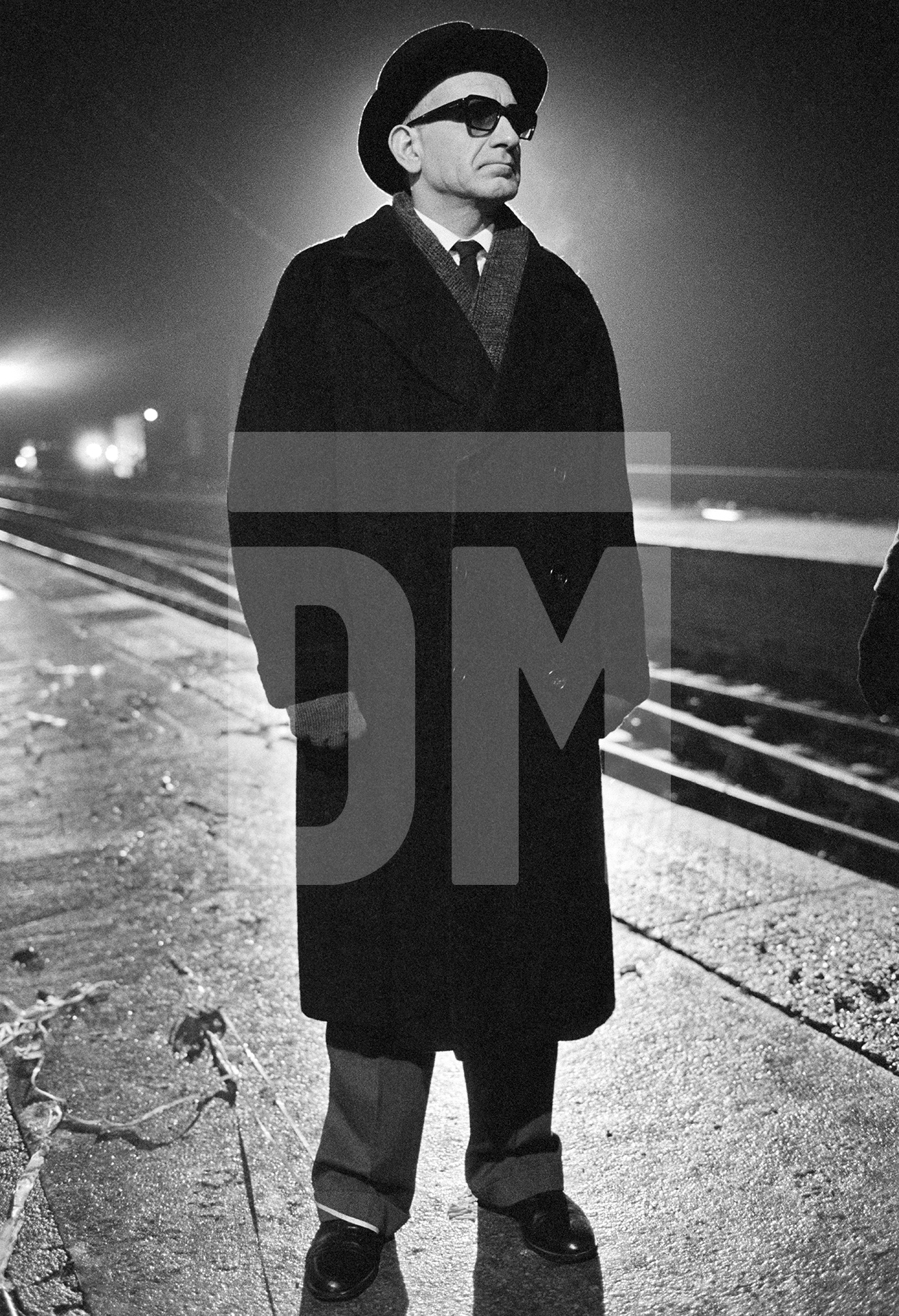 Ben Kingsley [Dmitri Shostakovich]. Location: Lakeside and Haverthwaite Railway, Windermere. February 1987 by Daniel Meadows