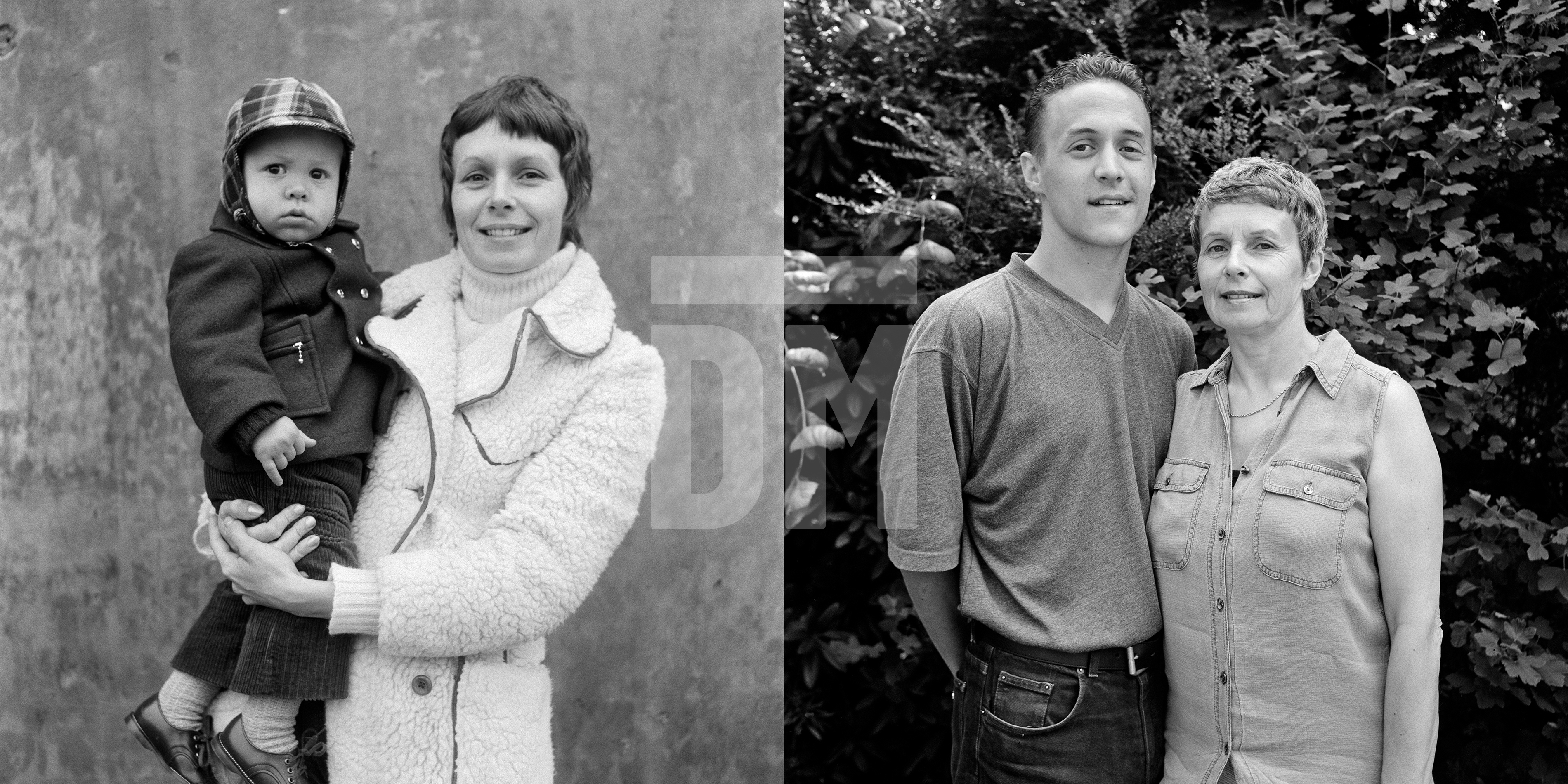 Mother and son: David and Maureen Wade. Barrow-in-Furness, Cumbria. 1974 and 1995 by Daniel Meadows