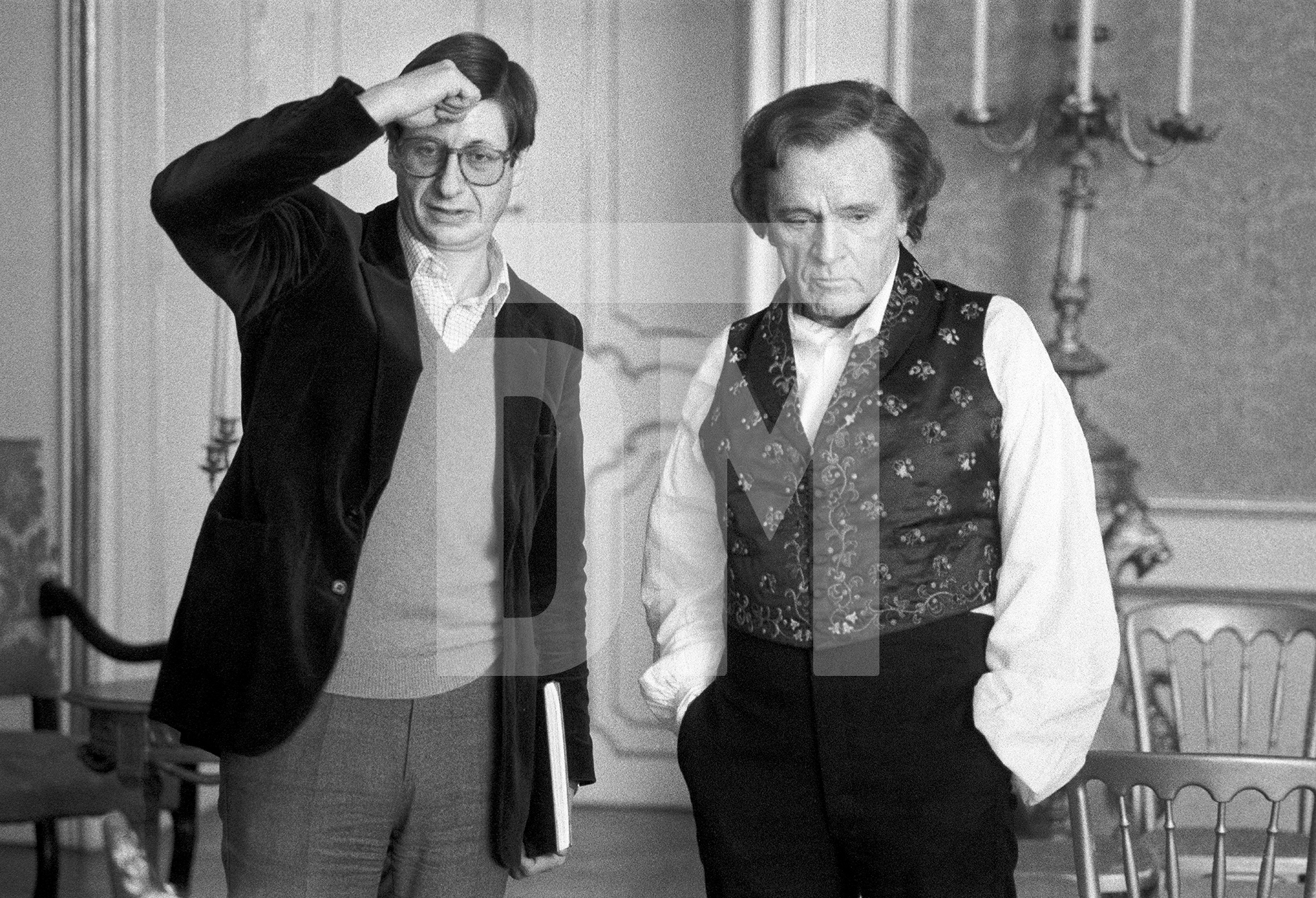 Tony Palmer (director) and Richard Burton [Richard Wagner] on set at the Hofburg Palace, Vienna. January 1982 by Daniel Meadows