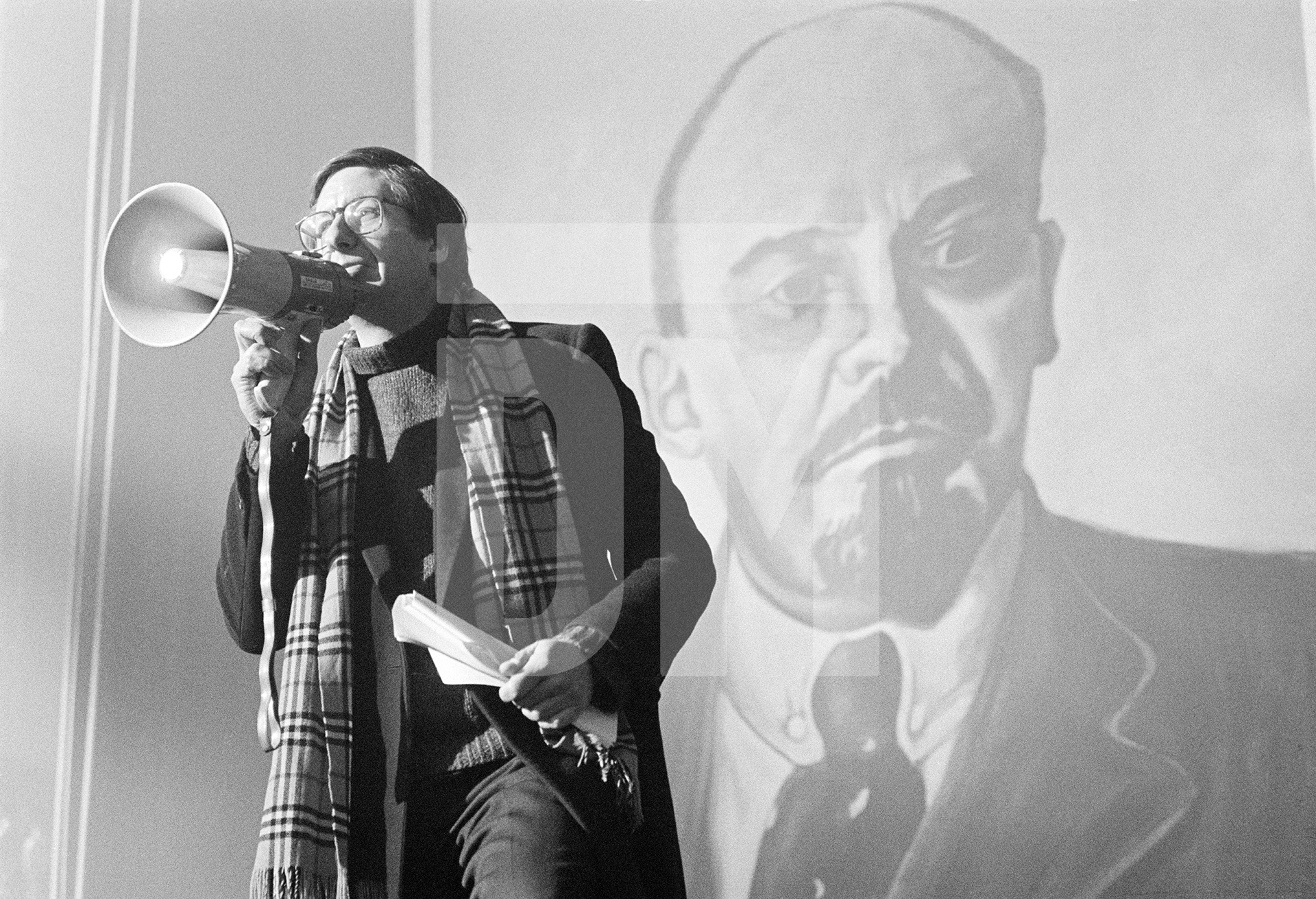 Tony Palmer addressing extras on the set. Location: St. George’s Hall, Liverpool. February 1987 by Daniel Meadows