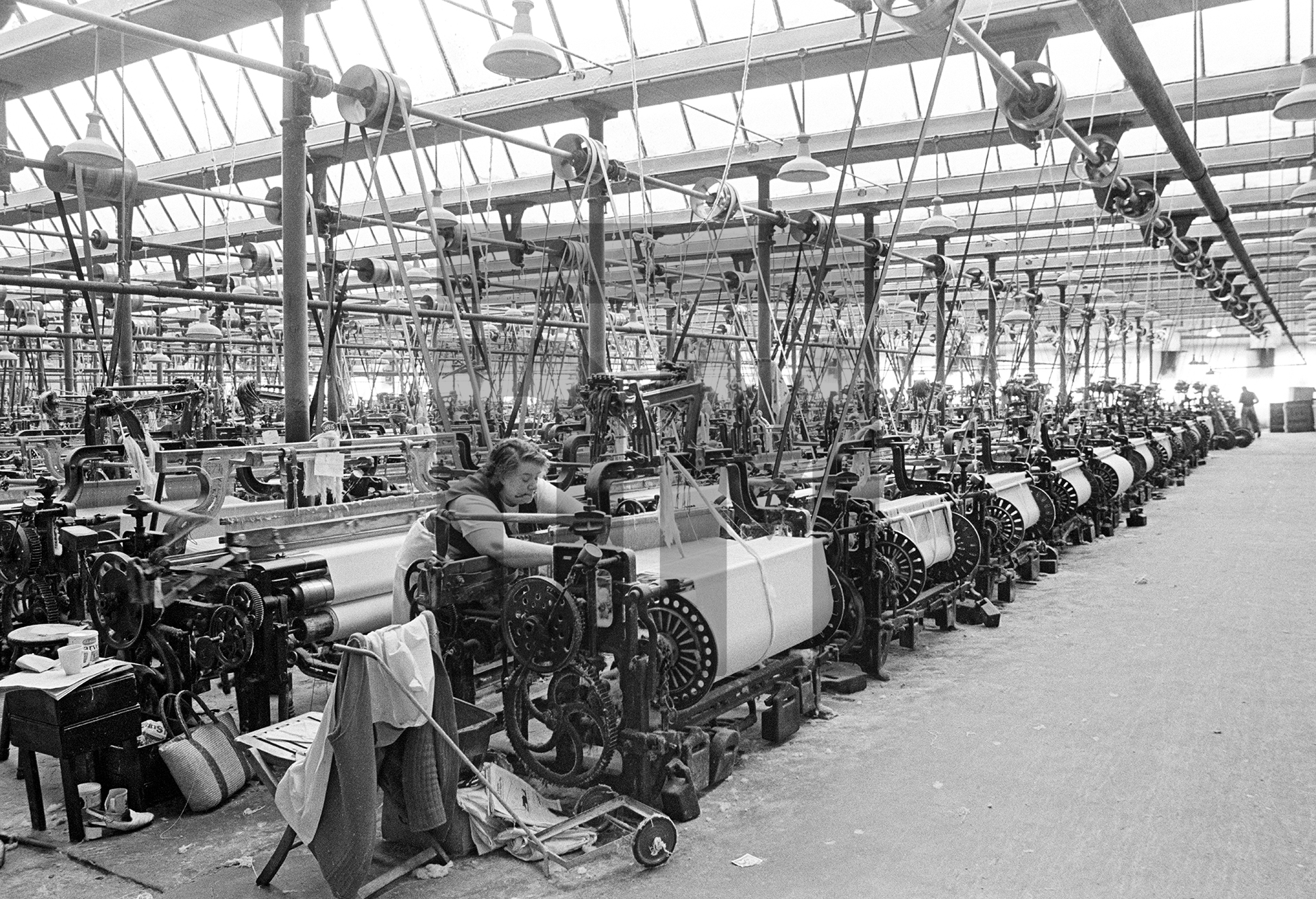 The weaving shed. April 1976 by Daniel Meadows