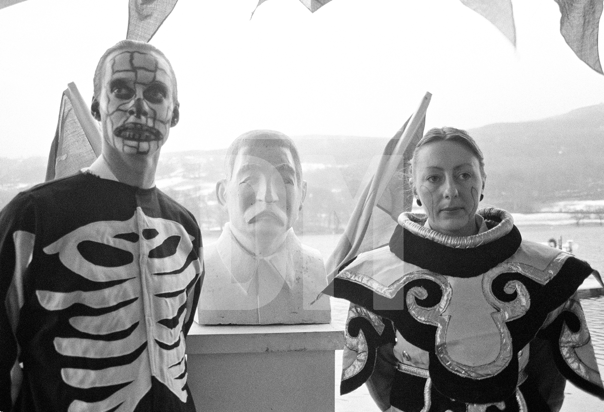 Extras prepare for The Night Carnival Of The Dead.  Location: Lakeside and Haverthwaite Railway, Windermere. February 1987 by Daniel Meadows