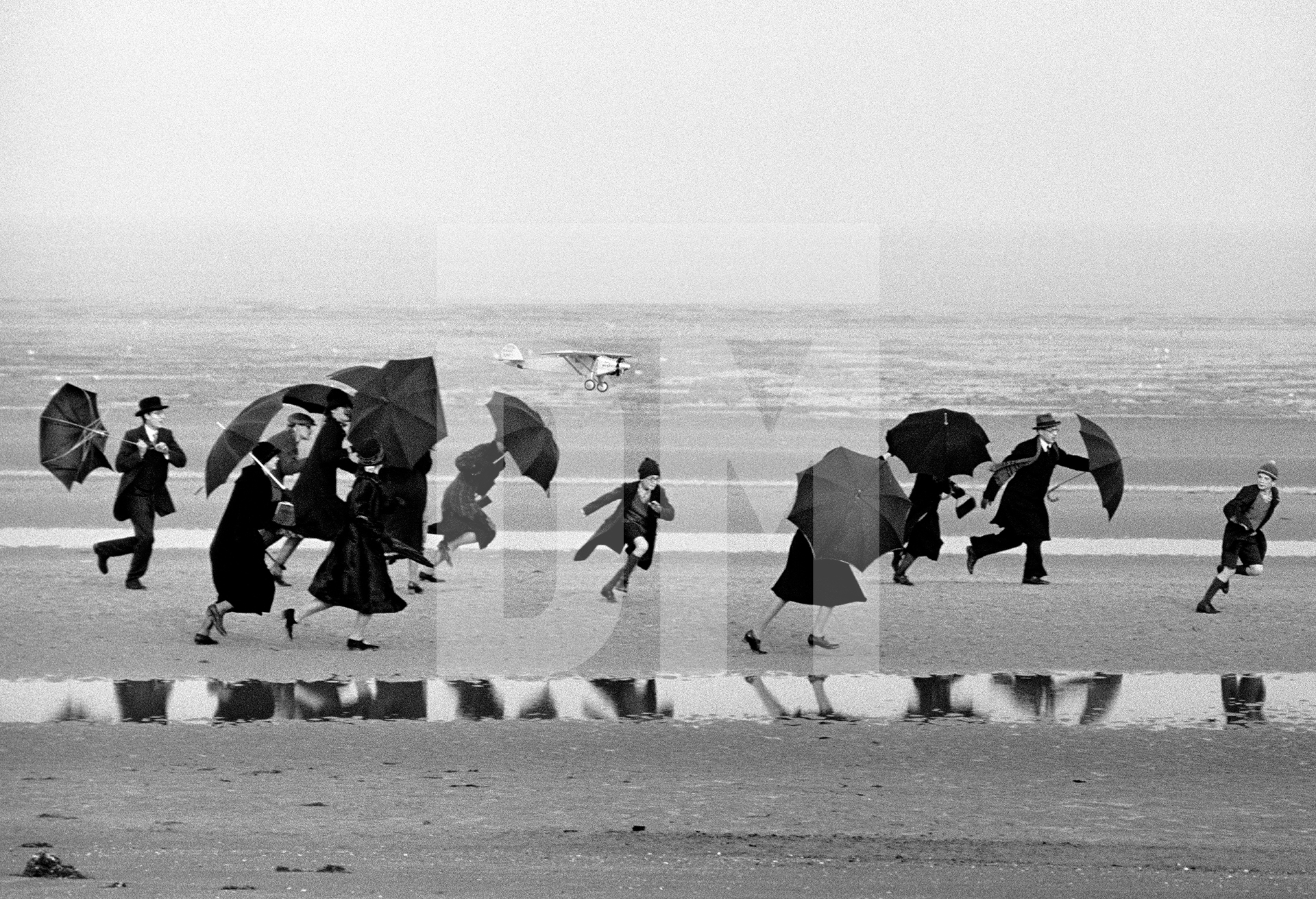 Re-enactmenet of the arrival of Charles Lindbergh’s Spirit of St Louis. Broomhill, East Camber Sands, East Sussex. September 1991 by Daniel Meadows