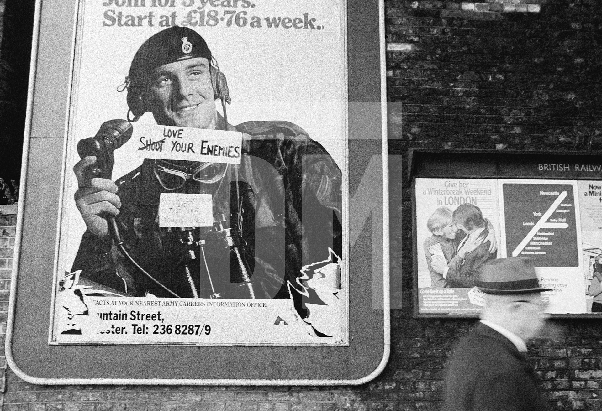 ‘Shoot/Love your enemies’, ‘Old soldiers never die, just the young ones’. Manchester 1971 by Daniel Meadows